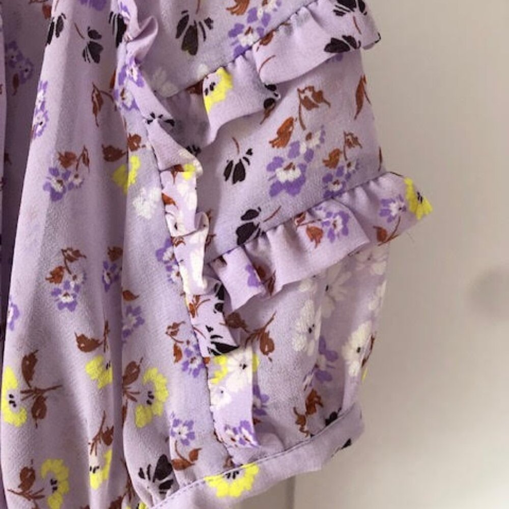 Ann Taylor Lavender Chiffon Ruffle Sleeve Blouse - Picture 2 of 5